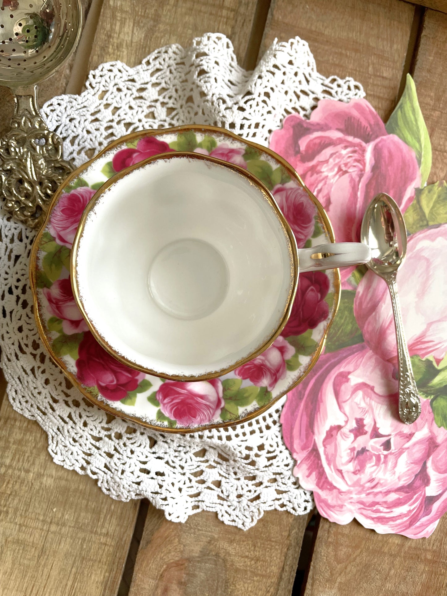 Royal Albert Old English Rose Teacup and Saucer Duo