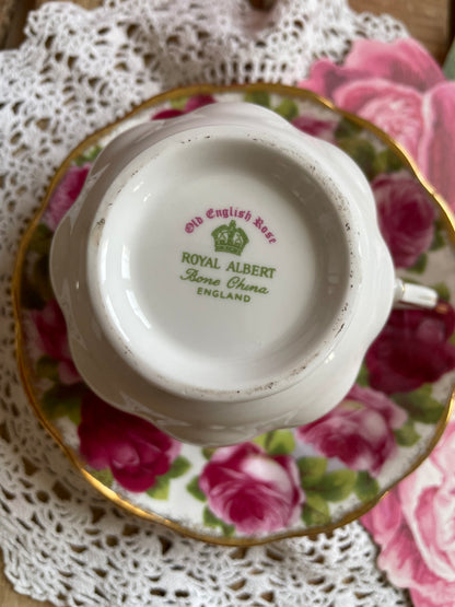 Royal Albert Old English Rose Teacup and Saucer Duo