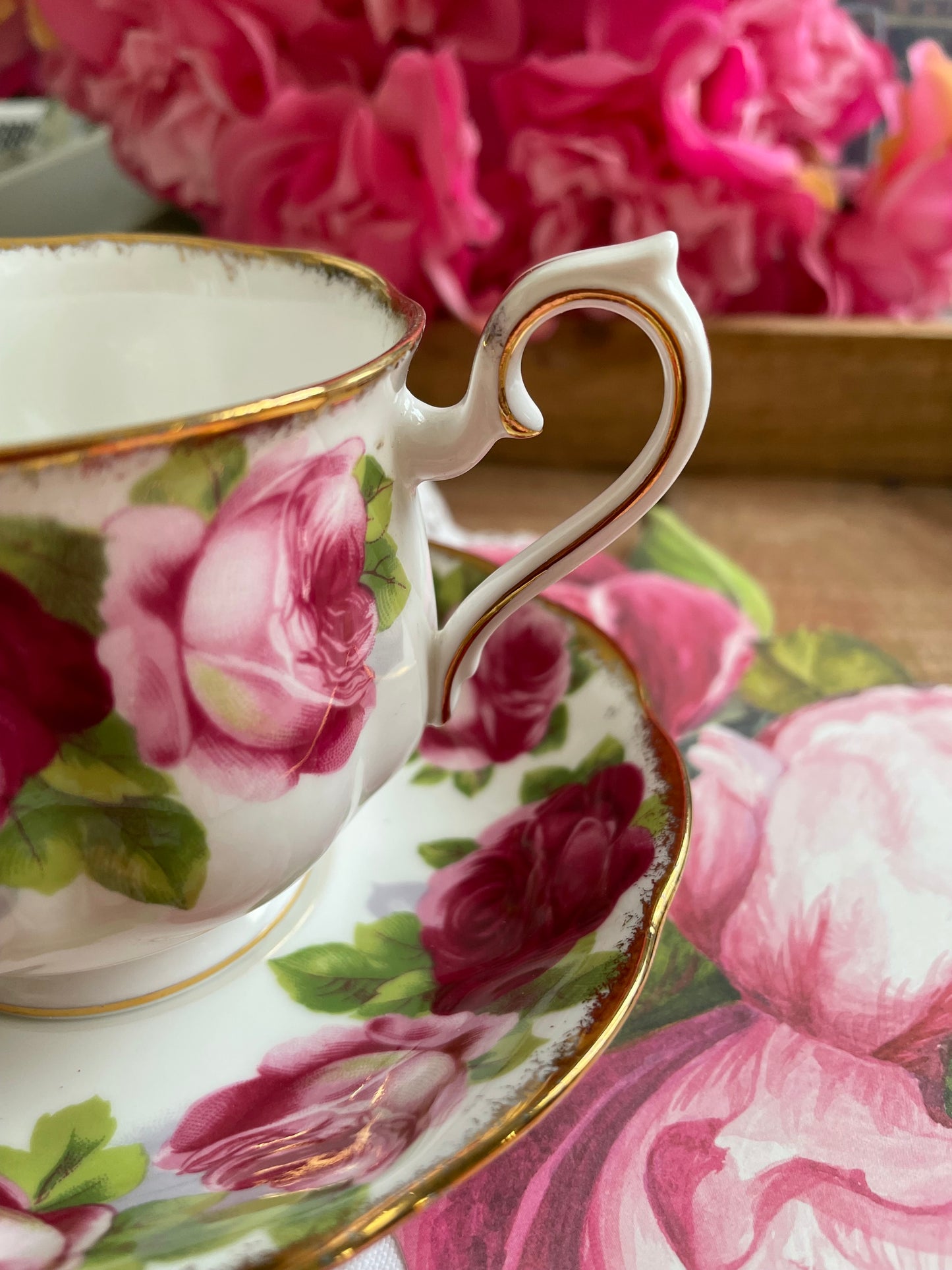 Royal Albert Old English Rose Teacup and Saucer Duo