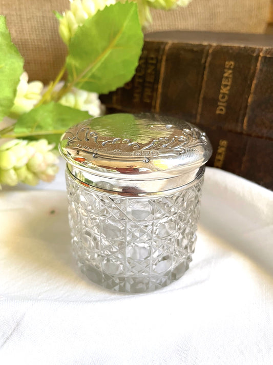 English Antique Silver and Cut Glass Pot