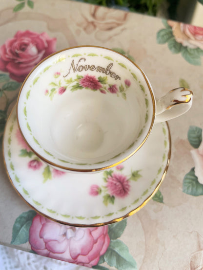 Miniature Royal Albert November Teacup and Saucer Duo