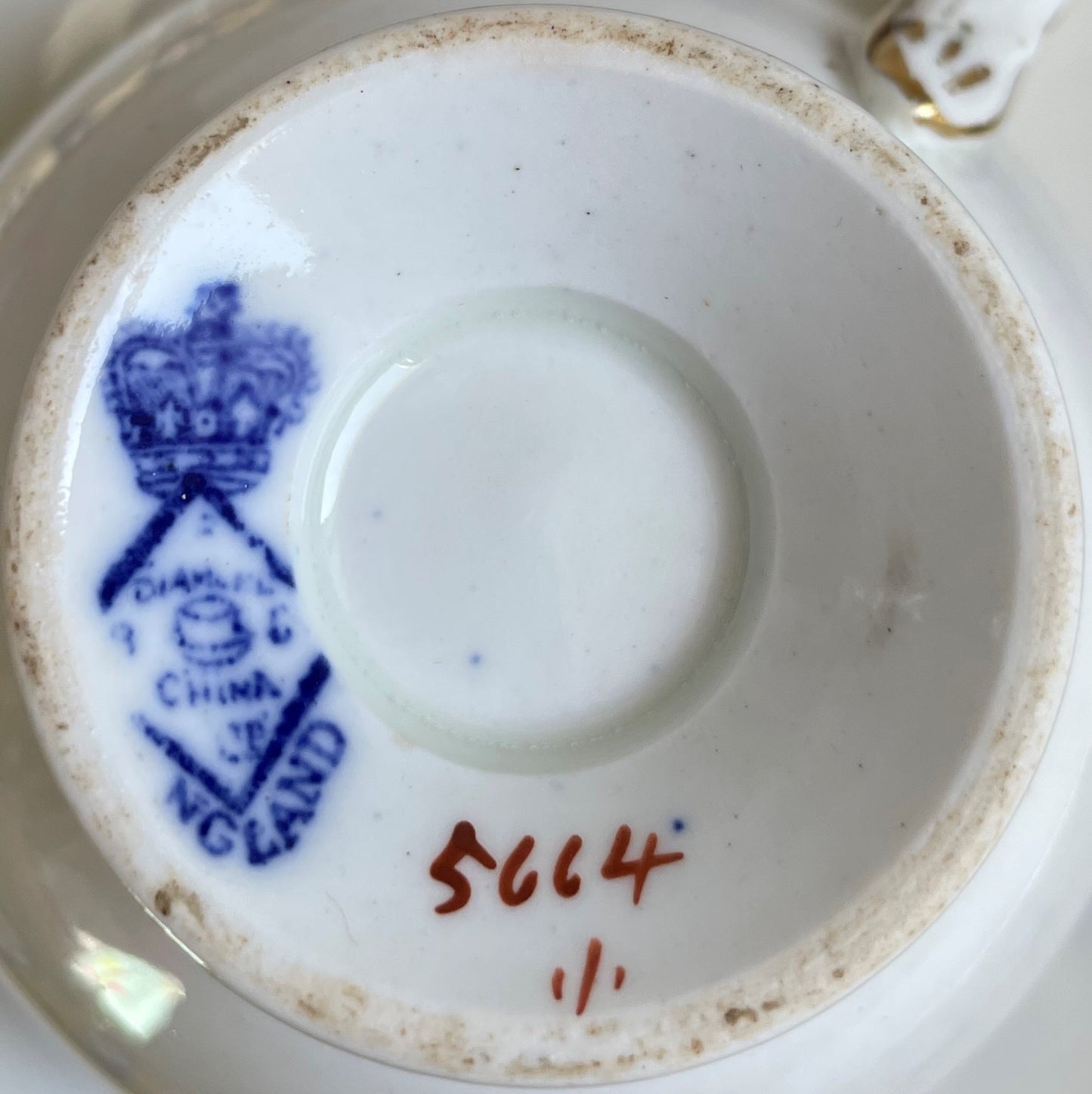 Antique Diamond China Teacup, Saucer and Tea Plate Trio