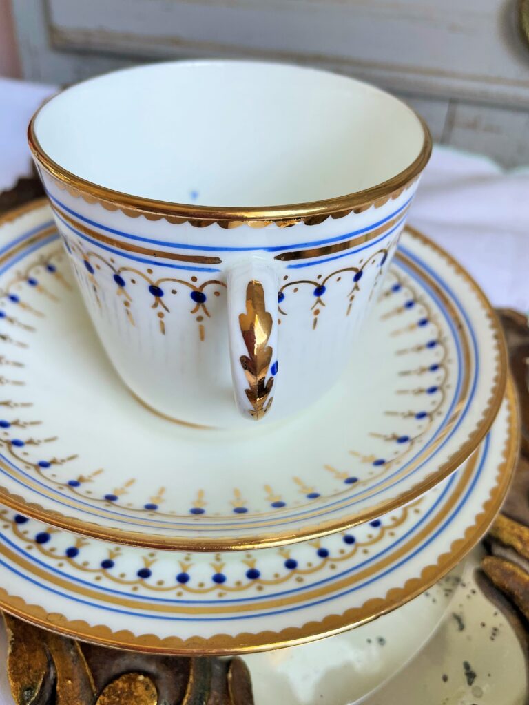 Edwardian Hand Painted Teacup, Saucer and Tea Plate Trio