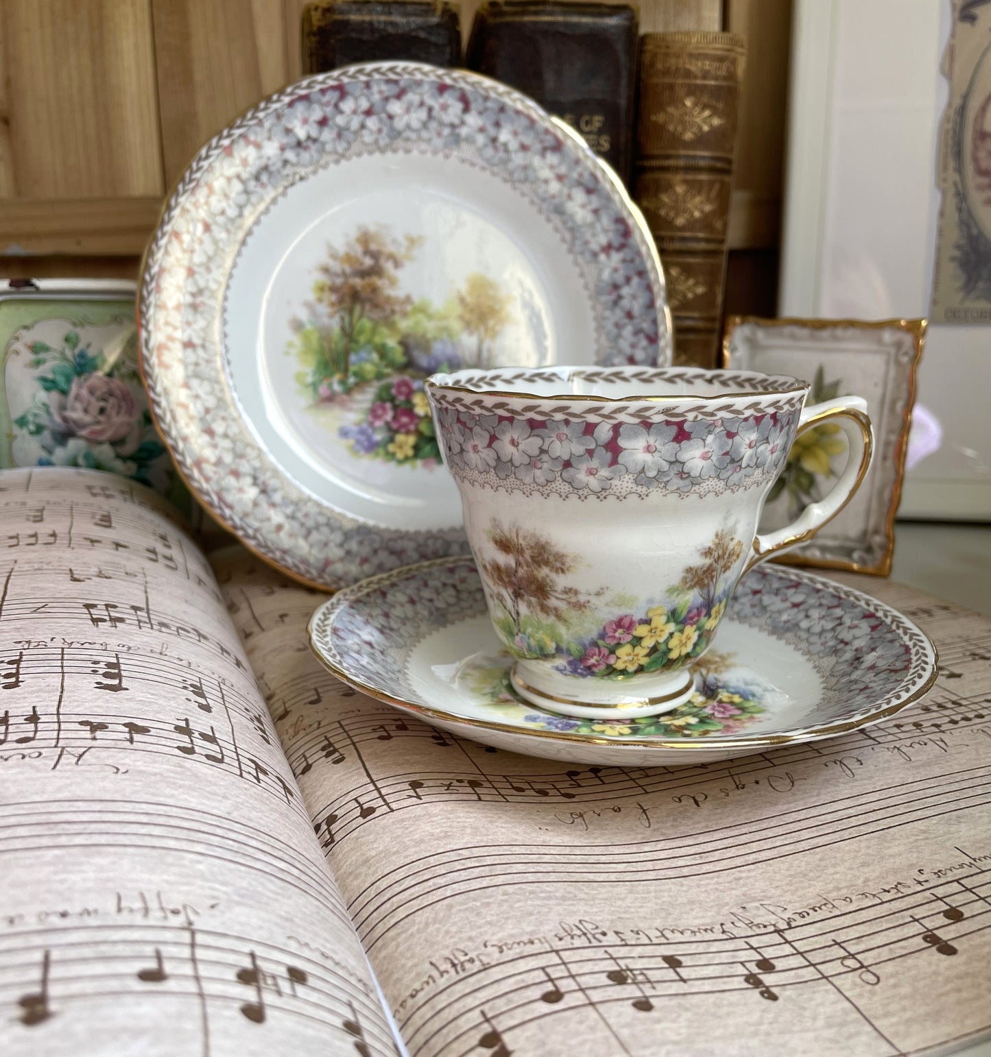 Vintage Woodland Dell Old Country Land Teacup, Saucer & Tea Plate Trio