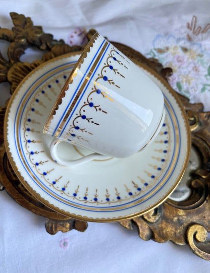 Edwardian Hand Painted Teacup, Saucer and Tea Plate Trio