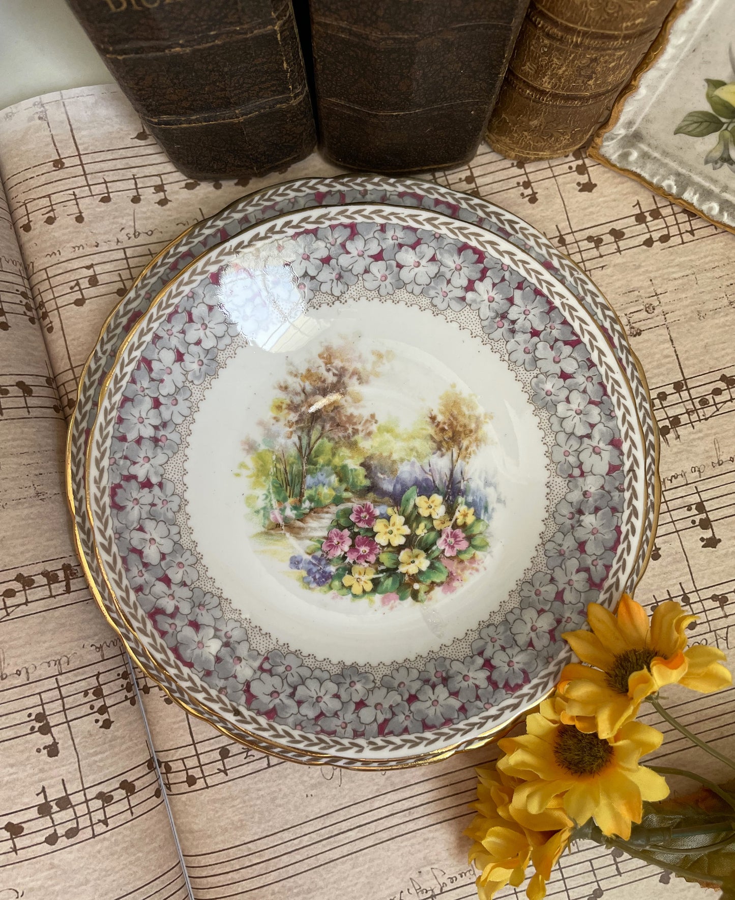 Vintage Woodland Dell Old Country Land Teacup, Saucer & Tea Plate Trio