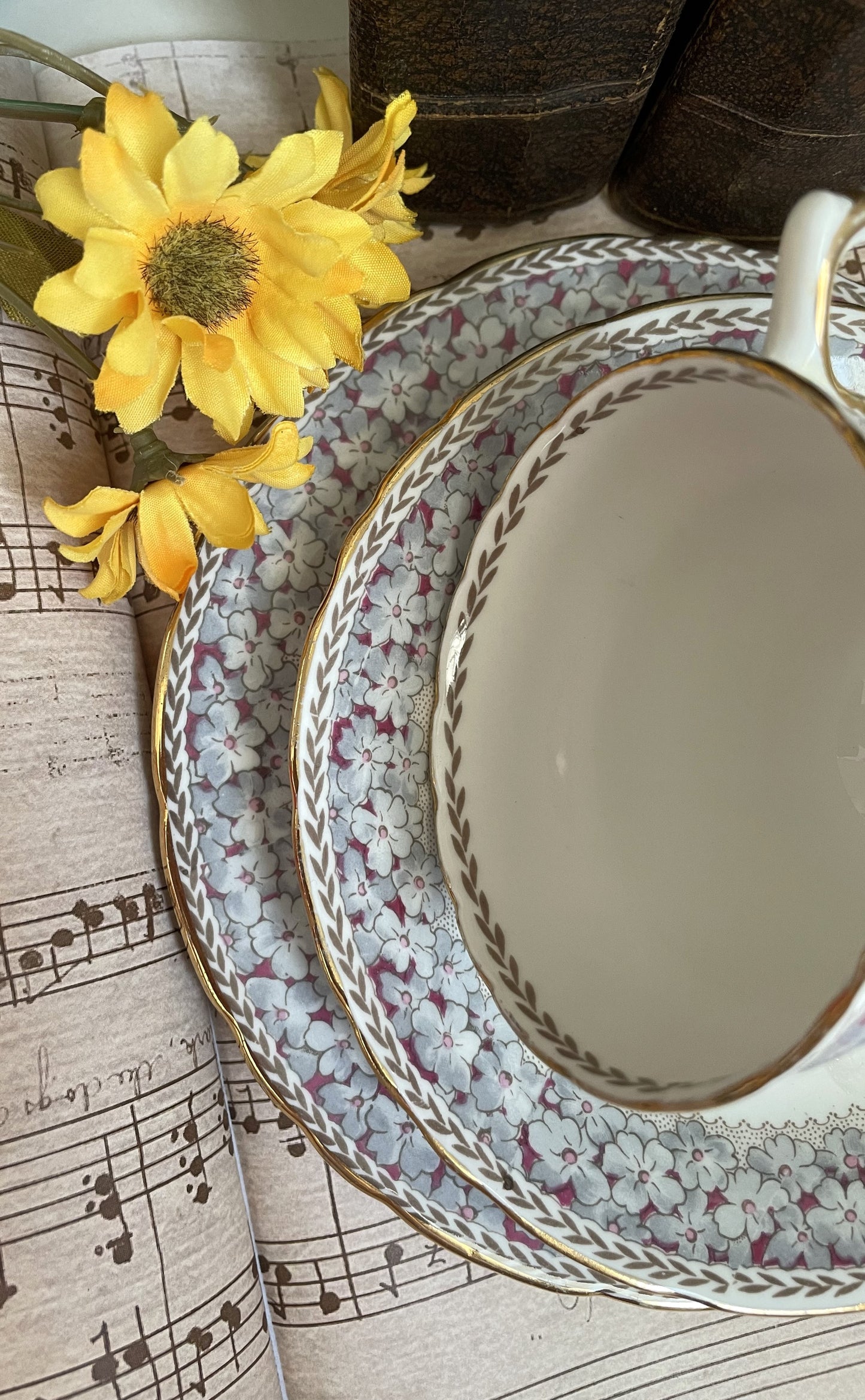 Vintage Woodland Dell Old Country Land Teacup, Saucer & Tea Plate Trio